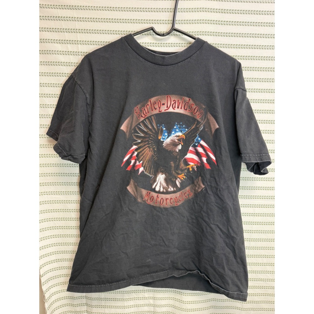 Harley-Davidson 90s Mens Graphic T-Shirt Black Eagle Indianapolis Southside XL